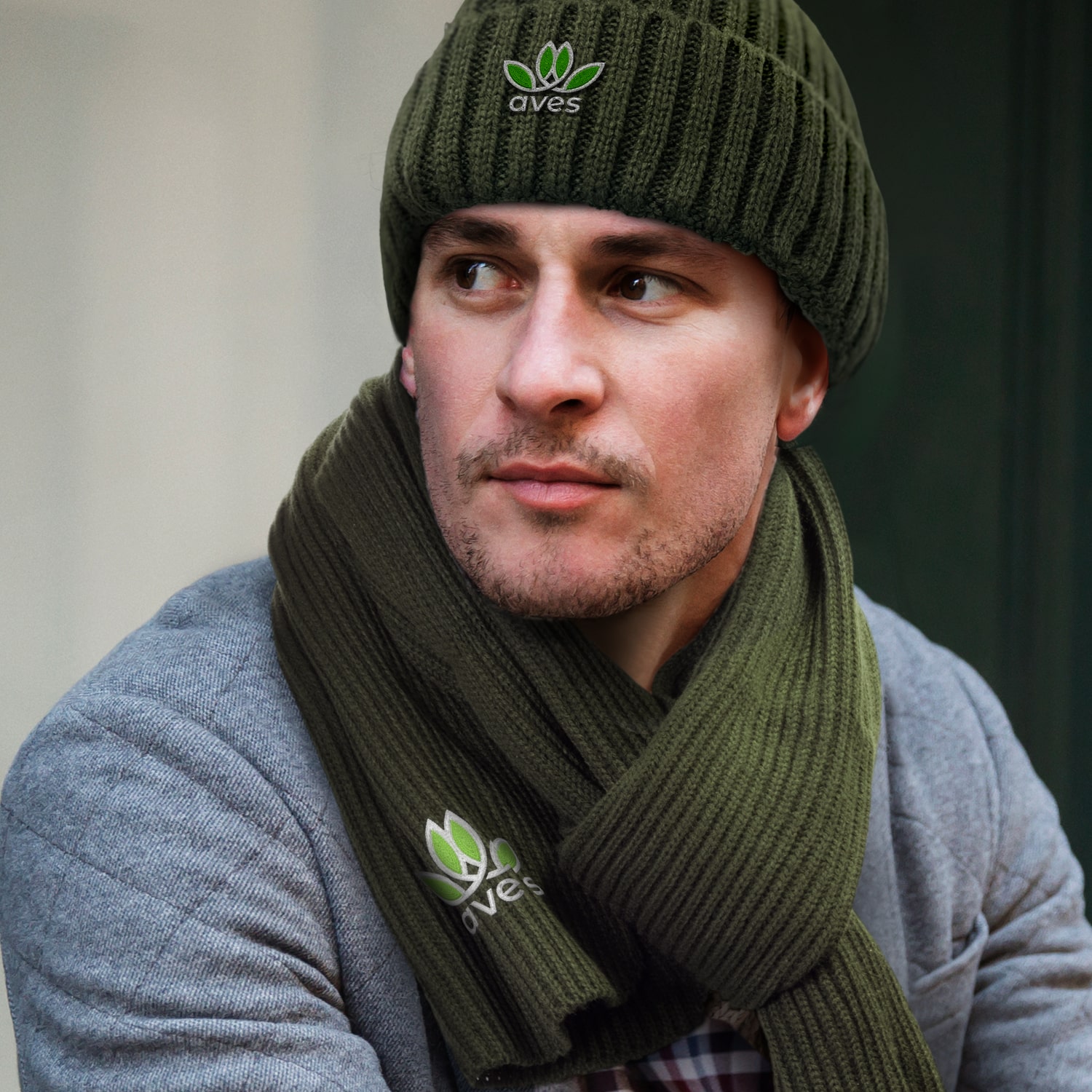 Denali Scarf and Beanie Set custom branded with embroidery by The Branding Business